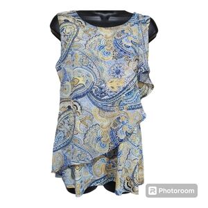 Roz & Ali Paisley Flowy Dressy Tank Top Size M